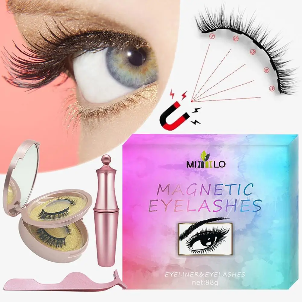 Two Pairs Of Magnetic Eyelashes Magnetic Liquid Eyeliner Double Layer Two Pairs Of Five Magnets False Eyelashes Set