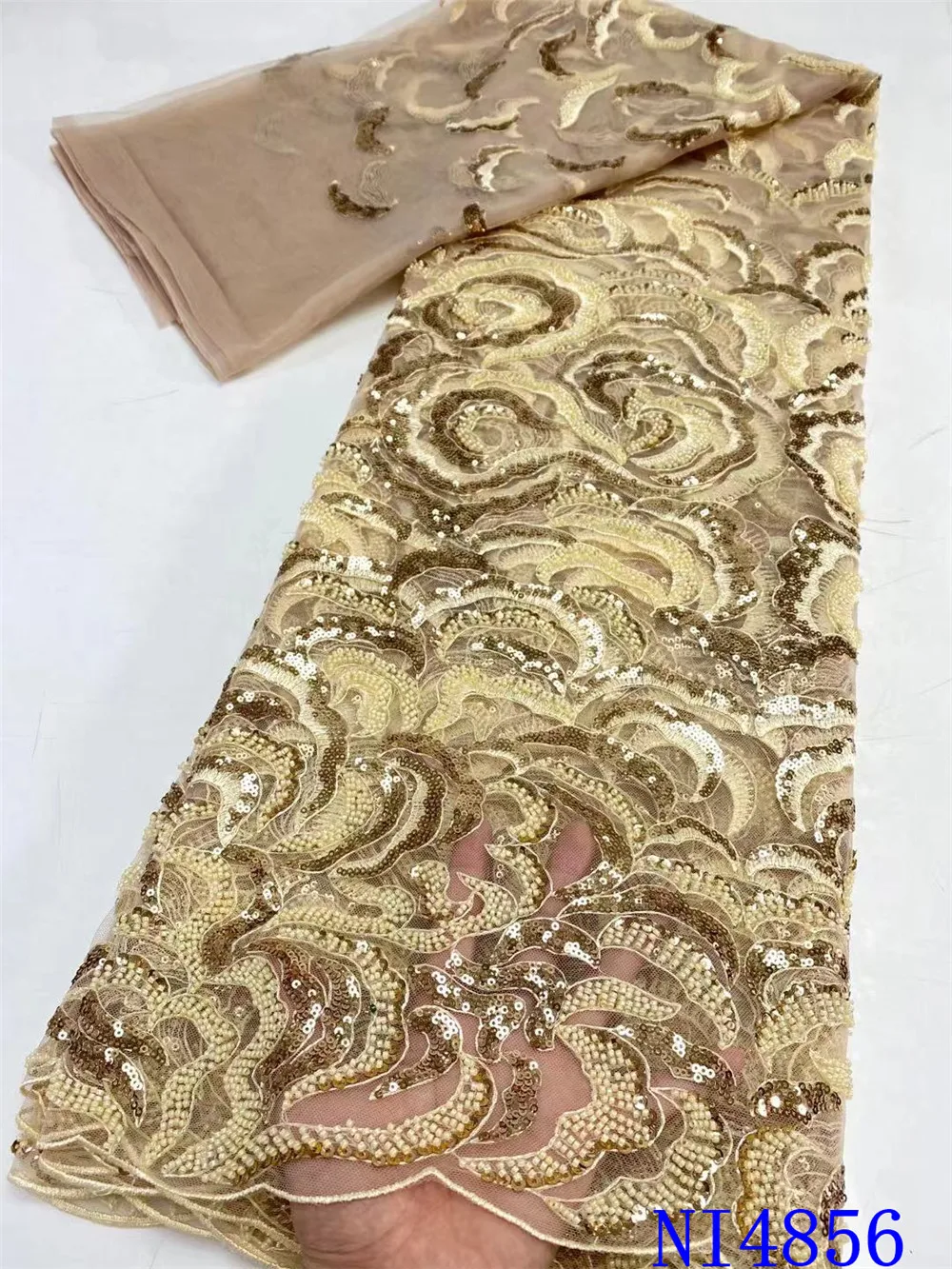 

XIYA Special Sequins African Net Lace Fabric African Embroidery Mesh Lace Fabric 2021 High Quality French Lace Fabric NI4856