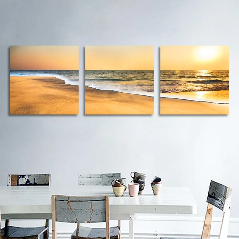 

Natural Scenery Seaside Beach Sunset Waves Painting Wall Picture For Home Room Decoration Canvas Art Posters And Prints