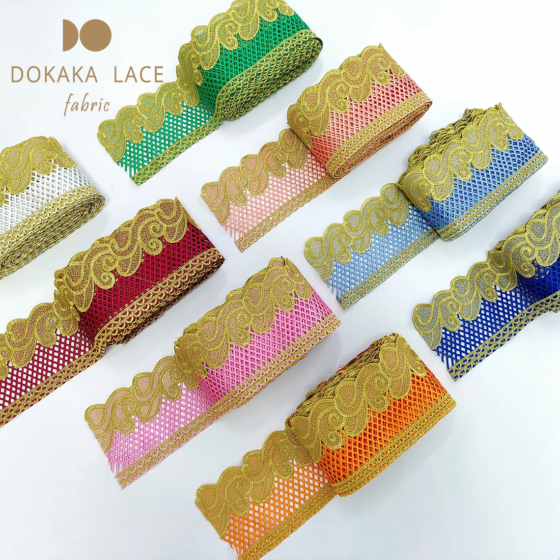 5 Yards African Lace Fabric 2021 High Quality Ribbon Bilateral Handicra Sewing Accessories Senegal Bride Dress Material