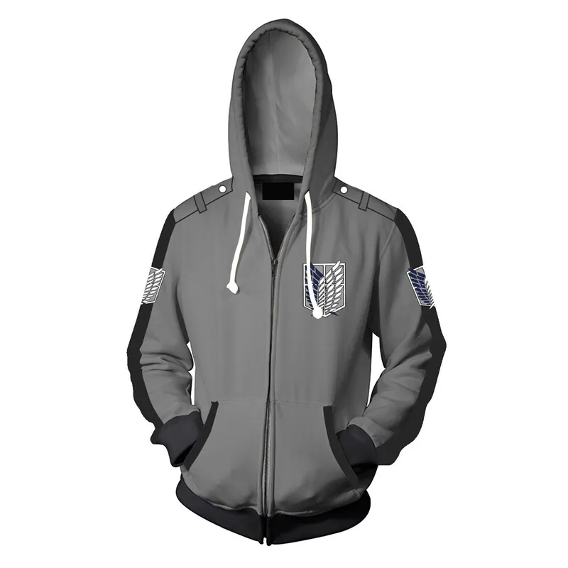 silvery Аниме «атака на Титанов», костюмы для косплея, толстовки с капюшоном на молнии с 3D принтом, куртка Mikasa Ackerman, зимняя толстовка, пальто для женщин, мужчин и мальчиков - Цвет: silvery