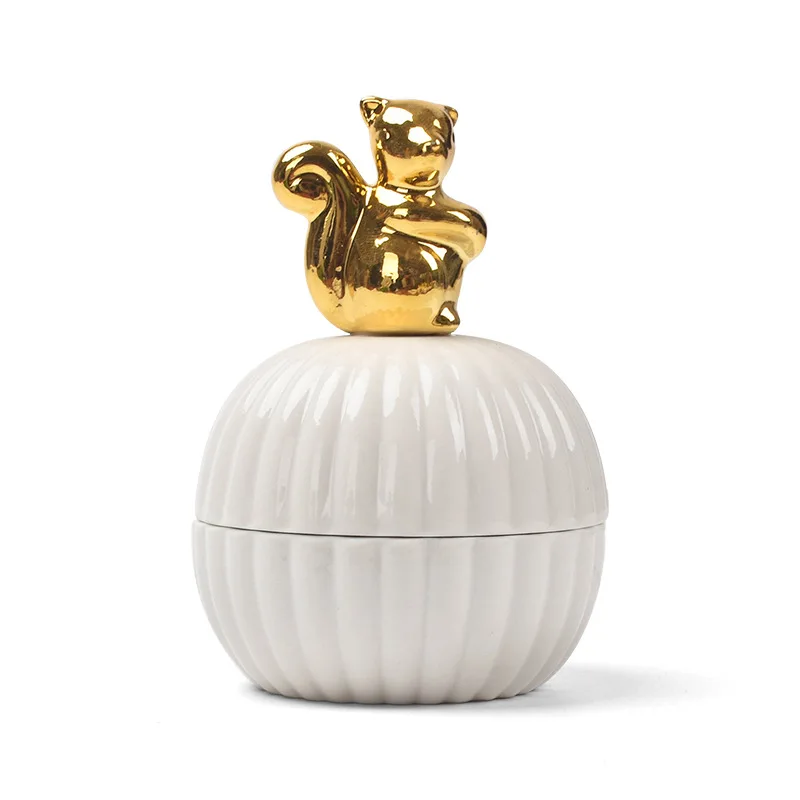 

The Nordic Ceramic Animal Plating Decoration xi pin Candy Box Ring Jewelry Box Sealing Wedding with Souvenir Return