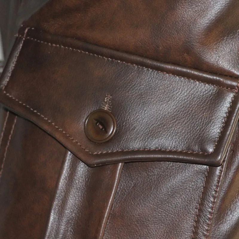 

High Quality Men Moto Biker Genuine Leather Jacket Business Man Casual Windproof Vintage Cowhide Coat Slim Fit Leather Jacket