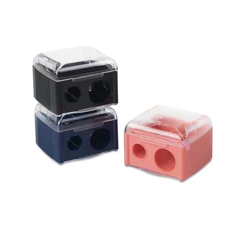 

Black/Pink 2 Holes Precision Cosmetic Pencil Sharpener For Eyebrow Lip Liner Eyeliner Pencil School Office Supply Gift Simple
