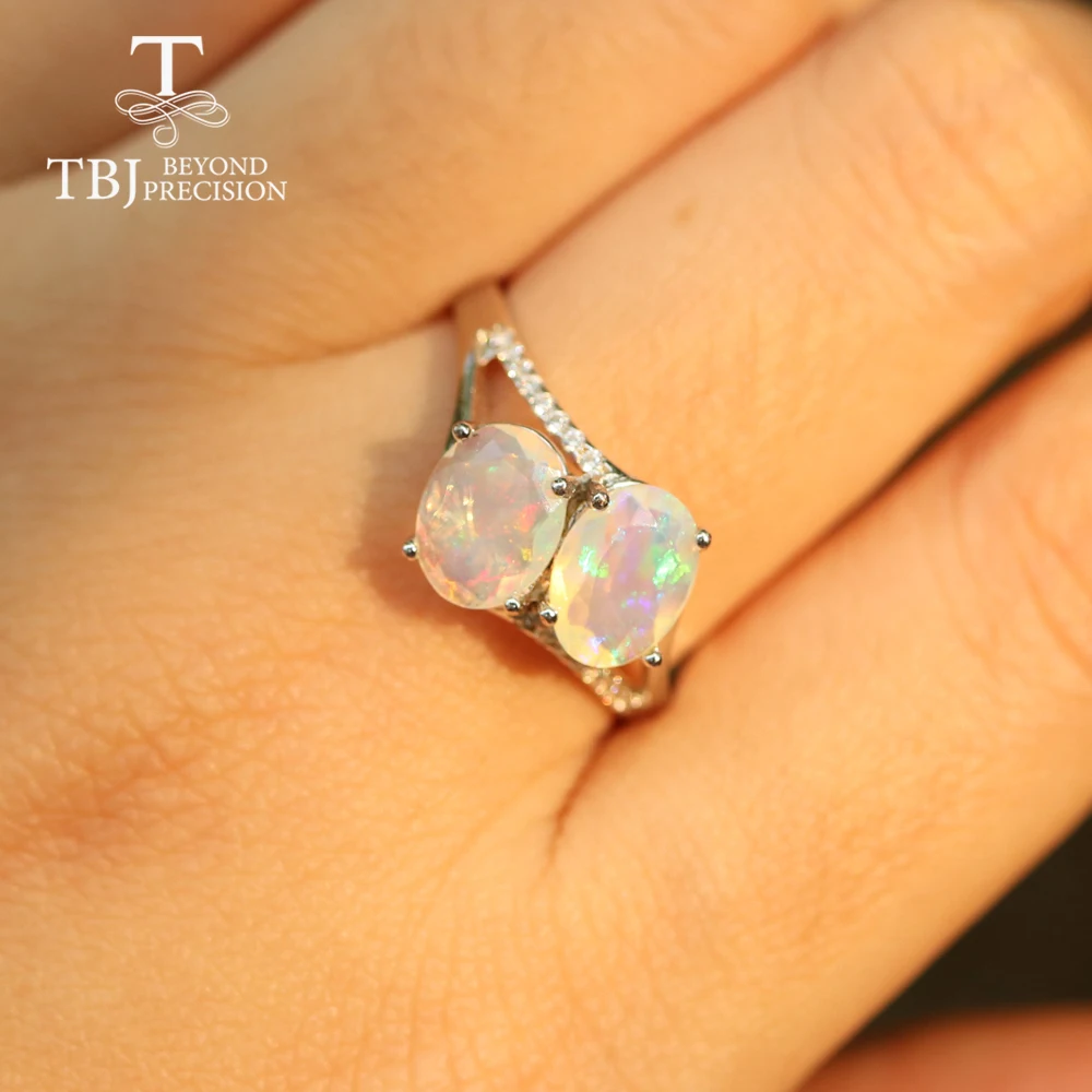 Кольцо с опалом женское овальное Ювелирное Украшение из натуральных драгоценных