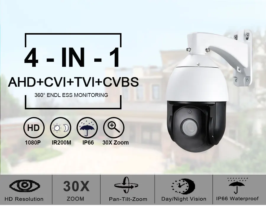 IP66 Открытый безопасности " скорость купольная PTZ камера AHD 1080P аналог 960H 30X зум панорамирование наклона наблюдения День Ночь ИК 120 м COC коаксиальный