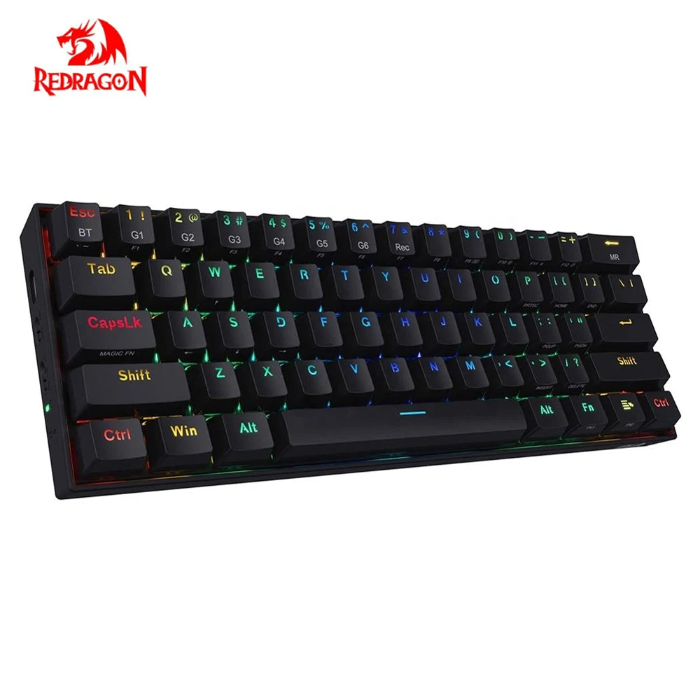 Redragon K530 Draconic 60% Compact RGB Wireless 5.0 Bluetooth 61 Key Mechanical Gaming Keyboard for PC Laptop Cellphone