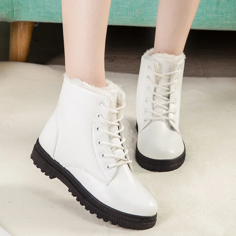 ZZPOHE Winter Boots 2019 Women Fashion Lace Up Casual Snow Female Waterproof Flat Heel Ankle Non-slip Ladies Shoes | Обувь