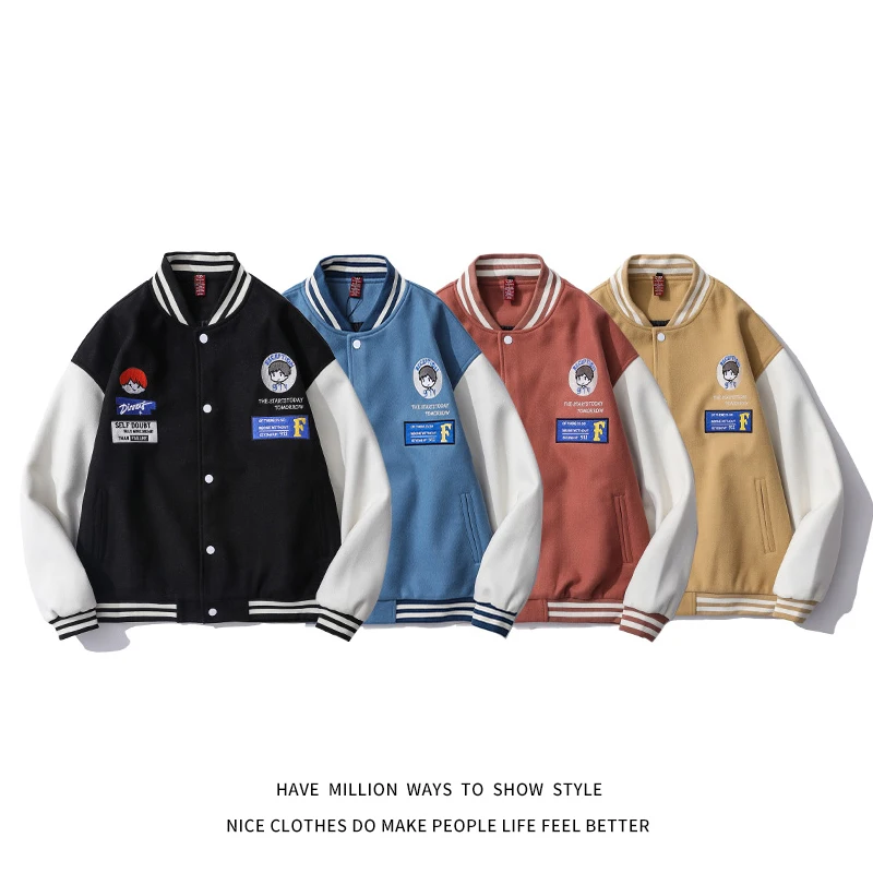 

2021 New Spring&Autumn Oversize Embroid Letter Men's Baseball Bomber Jacket Street Unisex Women's Boyfriend Style Coat Varsity