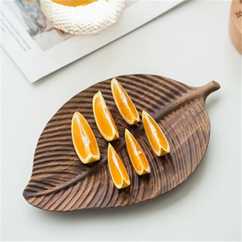 Новый деревянный поднос с рисунком листьев для фруктов искусственный чая