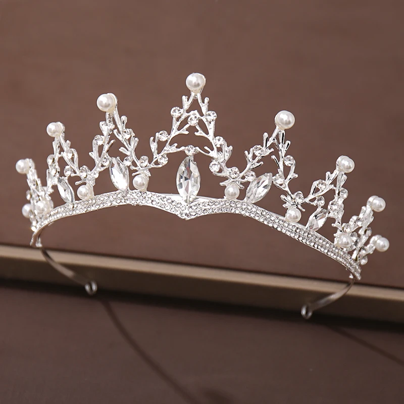 Модная диадема серебряного цвета Корона со стразами и кристаллами женское