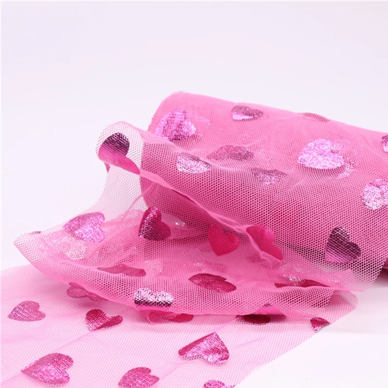 10 ярдов розово-красная лента в форме сердца рулон флокирующей сетки для девочек