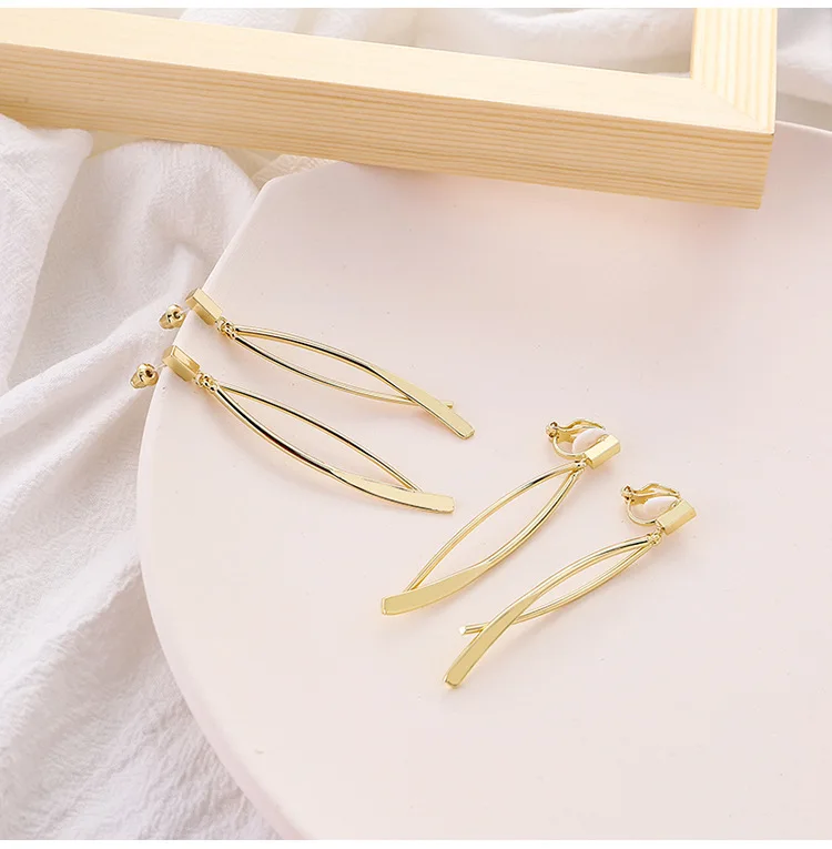 

Vintage Gold Earrings Cross Long Earrings for Women Cilp on Earrings Dangel Earring Jewelry Gift for Girl Trends Summer Earrings