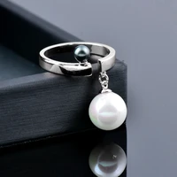 leeker women vintage gray white pearl pendant rings female wedding rose gold silver color ring statement jewelry zd1 xs8