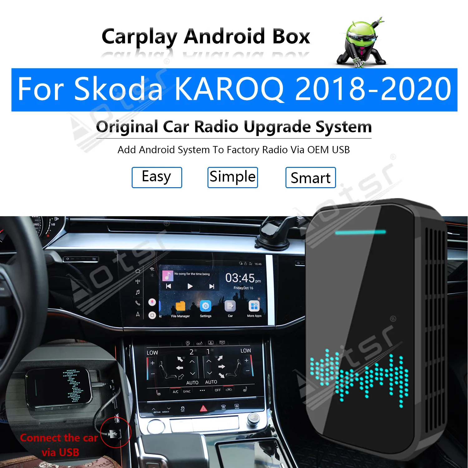 

Car Radio Carplay Android Ai Box For Skoda KAROQ 2018-2020 Multimedia Player Radio Apple CP Ai Box Wireless Upgrade Mirror Link