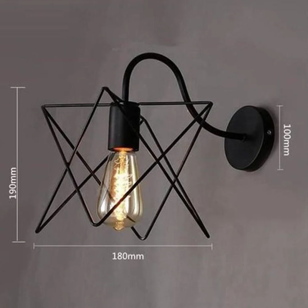 

Industrial Vintage LED Wall Light Retro American Iron Black Lampshade Loft Wall Lamps E27 Indoor Lighting Fixture Wandlamp