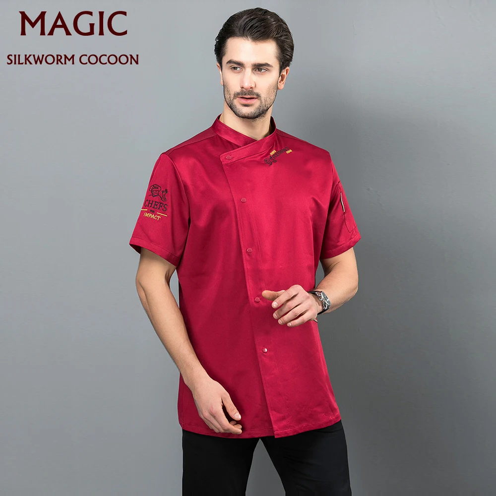 

Hotel Restaurant Uniforms Shirts Food Service embroidery chef uniform restaurant Kitchen men chef Jacket repast work clothes
