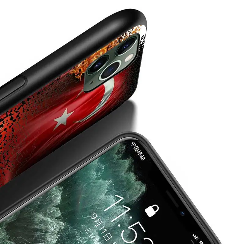 

Turkey Flag Art for iPhone 12 Mini 11 11Pro X XR XS Max 8 7 6 6S Plus 5S SE 2020 Phone Case Bright Black Cover