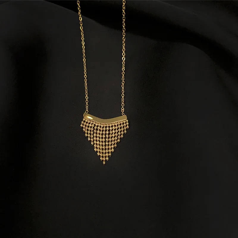 

SNCSDK creative Titanium steel triangle tassel Women necklace cold wind simple female clavicle chain delicate Jewelry for women