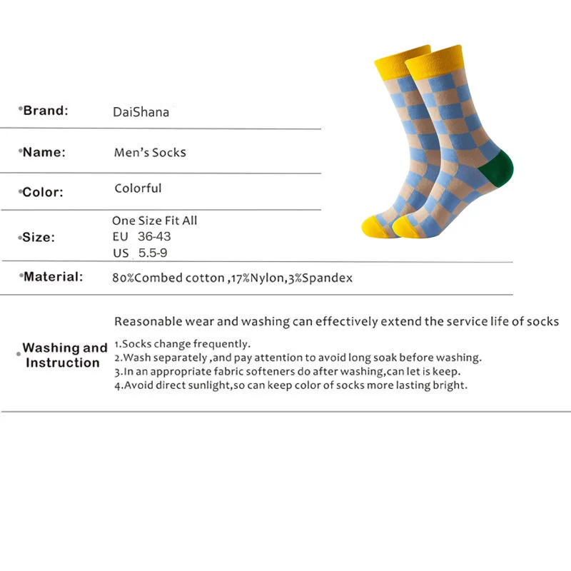 Qisin 10pairs Combed Cotton Fashion Hip Hop Man Socks Harajuku Fruit Skateboard Oil Painting Animal Happy Socks Funny Sokken