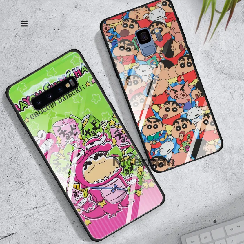 

Funny crayon shin chan Tempered Glass Cases for Samsung Galaxy S10 S20 Ultra S8 S9 Plus S10e Note 9 10 Plus A50 A30 Cover Coque