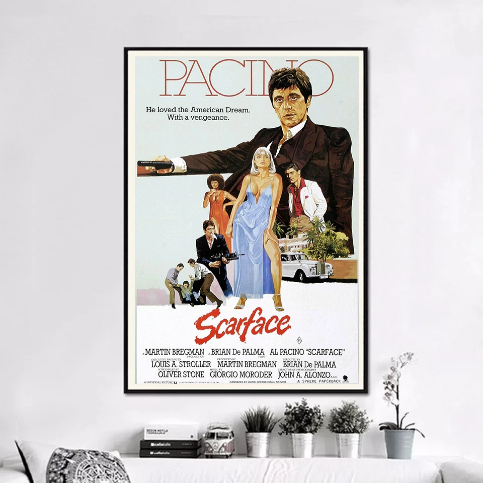 Картина на холсте из фильма Al Pacino Лицо со шрамом бандитские холщовые постеры и