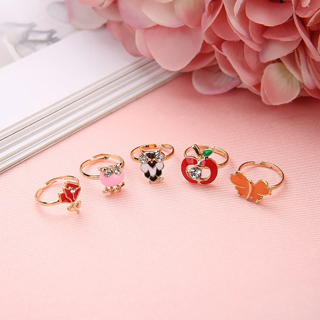 

36PCS Hot Sale Kids Cute Cartoon Rings Flower Animal Shape Ring Set Mix Finger Jewelry Creative Accessories Girl Child Gifts