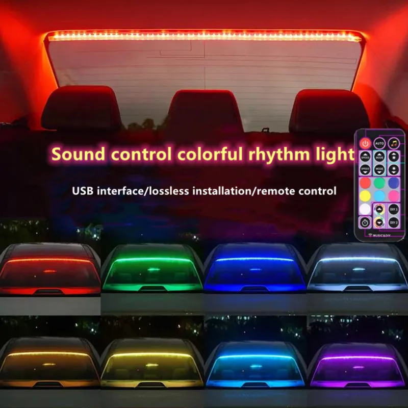 

Car Rear Glass Window Atmosphere Light Kit APP Music Voice Control Driving Brake Auto Interior Led Decoration Warning Lamps