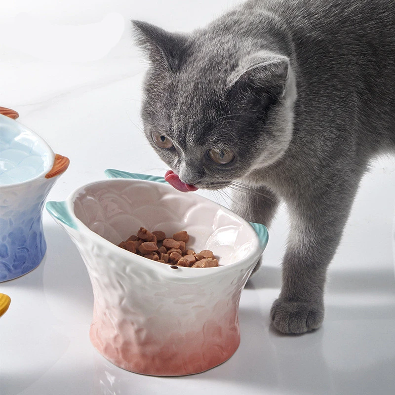 

Новая Нескользящая керамическая миска для домашних животных, кормушка для кошек, защита шейного отдела позвоночника, миски для воды для кот...