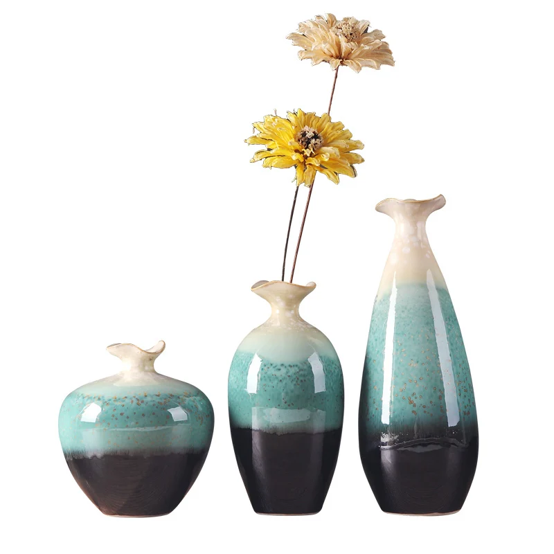 

Colorful Gradient Ceramic Vase Classical Flower Arrangement Painted Tall Floor Vases for Living Room Vintage Home Decoration