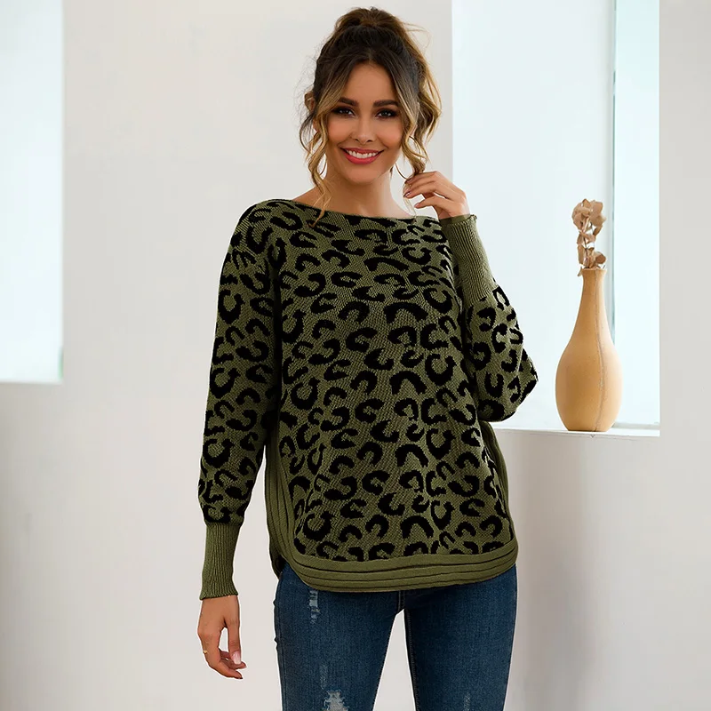 Fitshinling 2019 осень зима леопардовые свитеры Женская трикотажная одежда Boho Тонкий