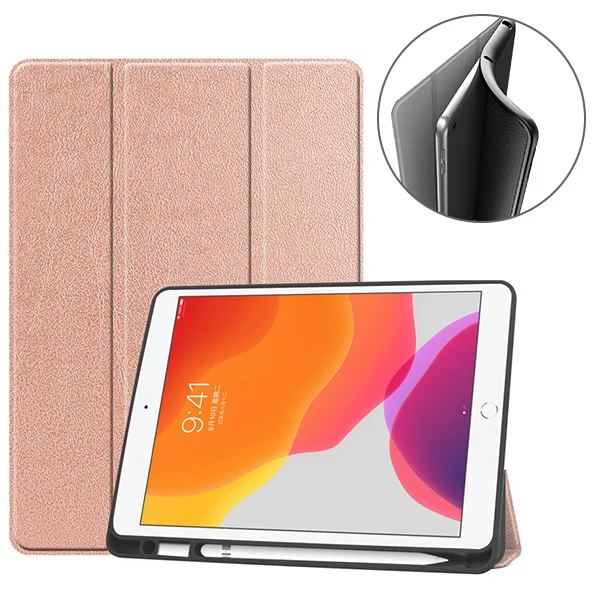 rose gold Чехол для планшета для ipad 10,2 Чехол-книжка для Apple ipad 7 7 10," A2200 A2198 A2197 защитный чехол с держателем для ручки - Цвет: rose gold
