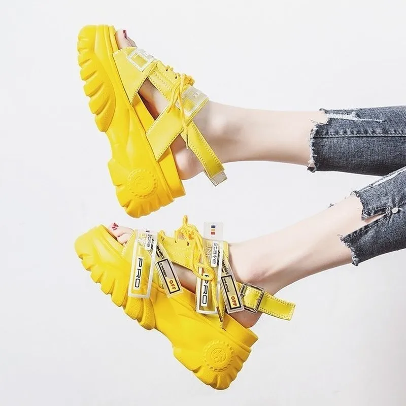 2020 летние массивные сандалии Женская обувь на танкетке 8 см Женские кожаные