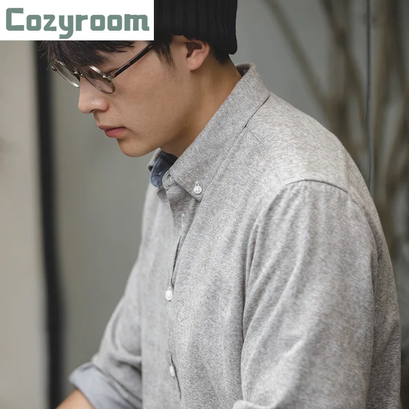 

Однотонные рубашки, мужская повседневная хлопковая Однотонная рубашка с длинным рукавом и бархатом, Мужская Осенняя универсальная рубашка...