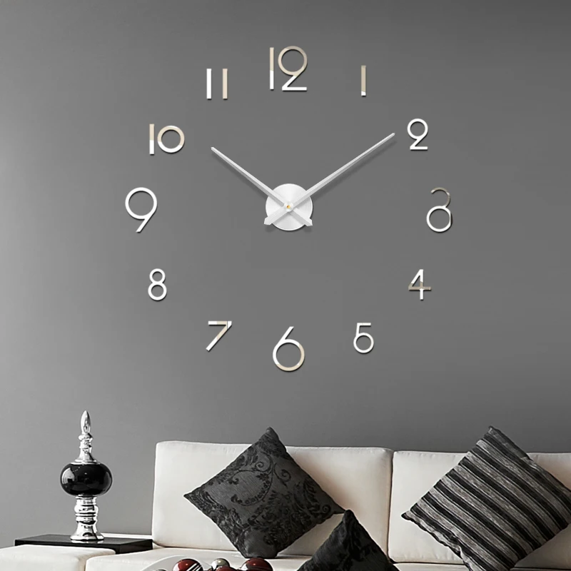 Модные 3d-часы большого размера зеркальные наклейки сделай сам Короткие