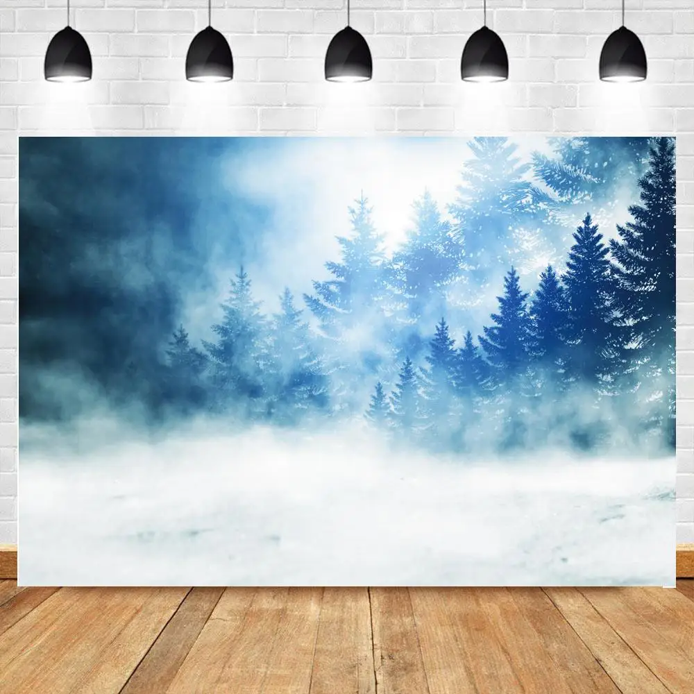 

Фон для фотосъемки зимой тяжелый снег сосновые деревья снежное поле естественный вид портрет фото фоны фотостудия