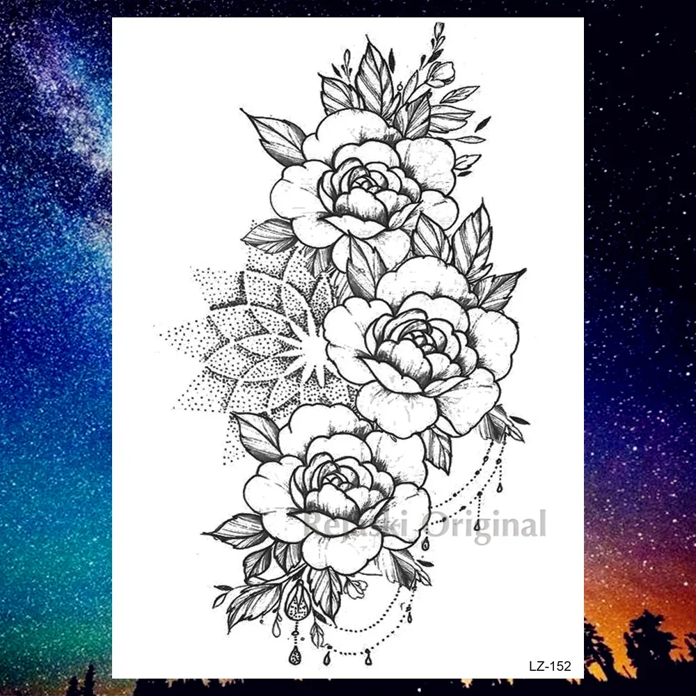 PLZ152 DIY Geometric Wolf Temporary Tattoos For Women Men Body Art Arm Tattoos Sticker Realistic Fake Dreamcatcher Coyote Flower Tatoos - Цвет: PLZ152