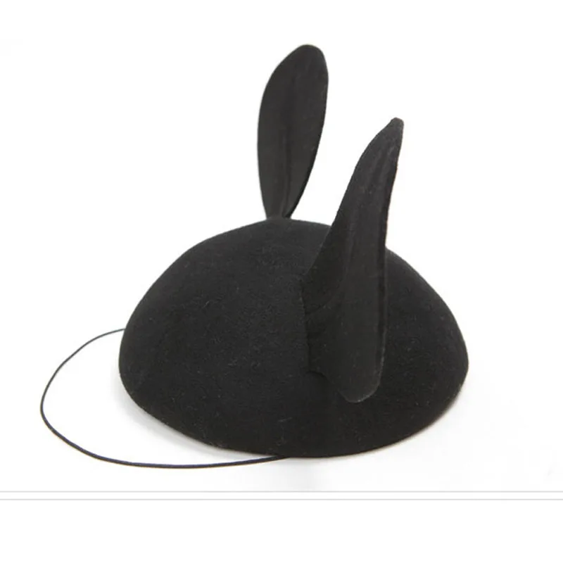 Милый берет шапки с ушками Микки шерстяная фетровая шляпа женская модная