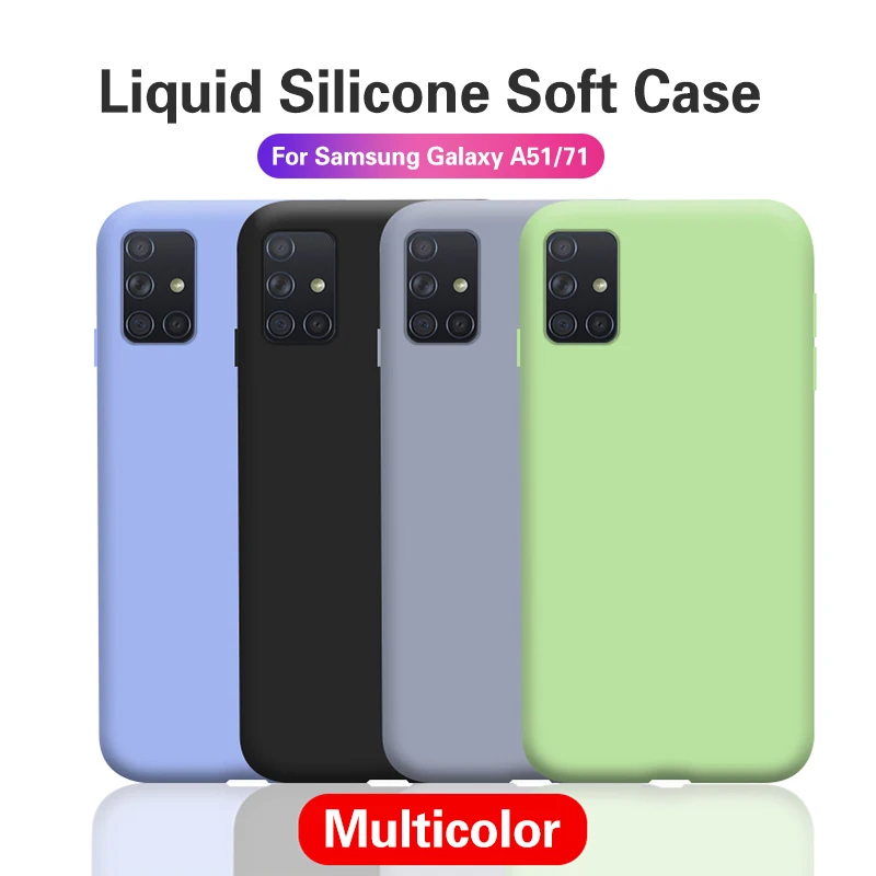 For Samsung Galaxy A51 Case Liquid Silicone Rubber Shockproof Soft Cover A71 Phone Cases SM-A515F Coque |