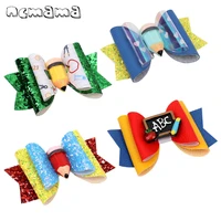 ncmama 3 resin pencil glitter hair bows for girls back to school handmade stacked bowknot hair clips hairpin cute headwear