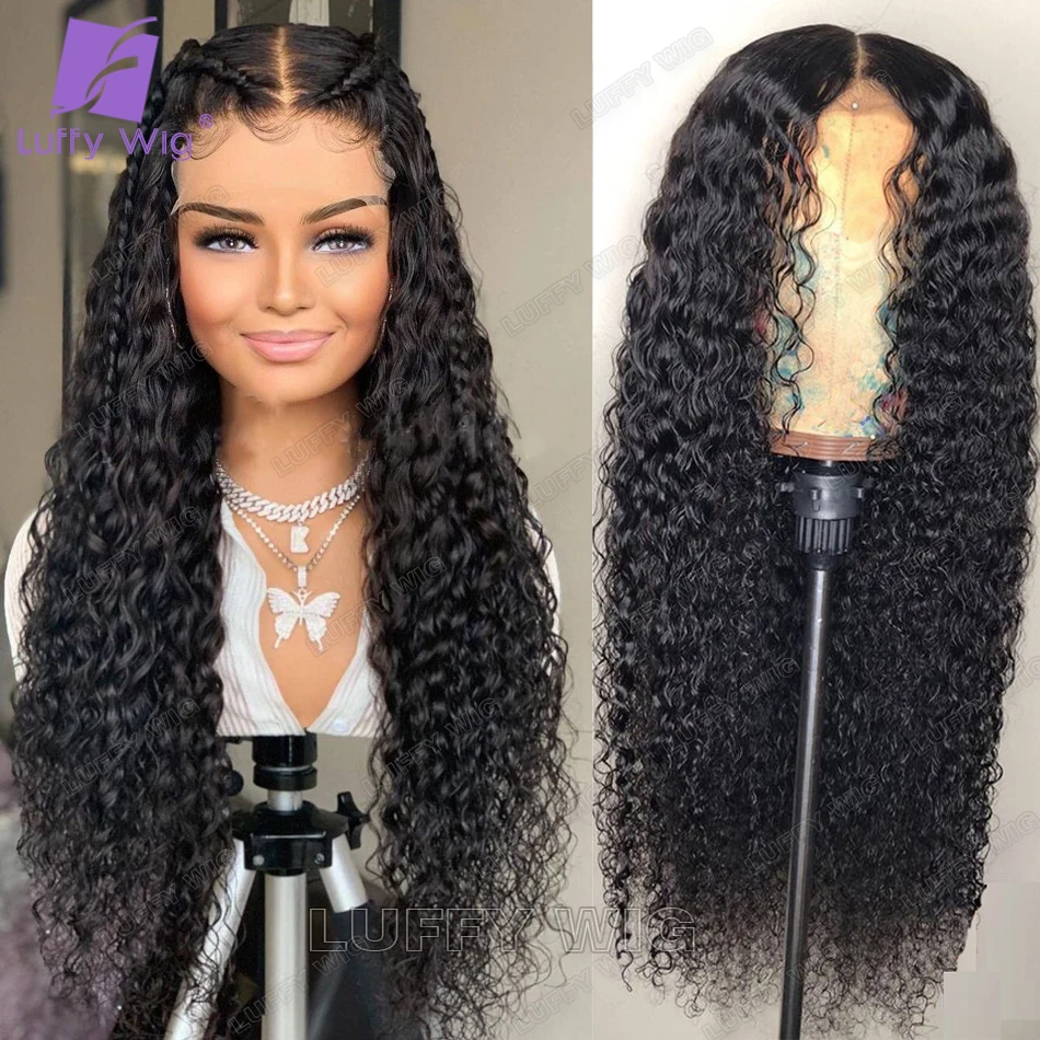 

Curly 13x6 Hd Transparent Lace Front Wig Deep Part Preplucked Remy Brazilian Human Hair Wigs Bleached Knots For Women LUFFY