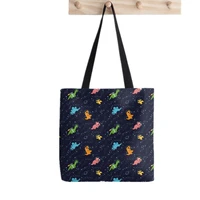 shopper dinosaurs in space tote bag printed tote bag women harajuku shopper handbag girl shoulder shopping bag lady canvas bag