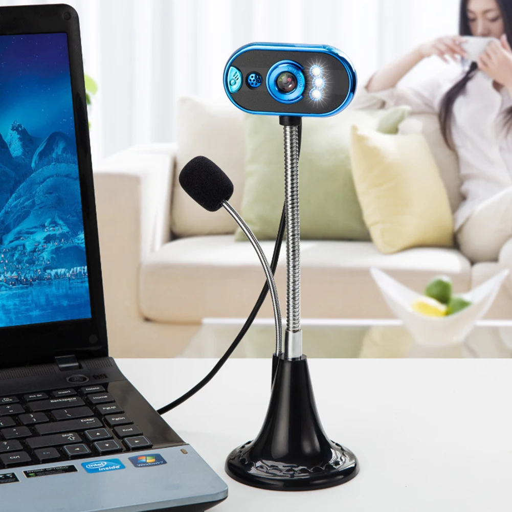 Гусиная шея HD веб камера с микрофоном 4 LED USB драйвер Бесплатная для настольного