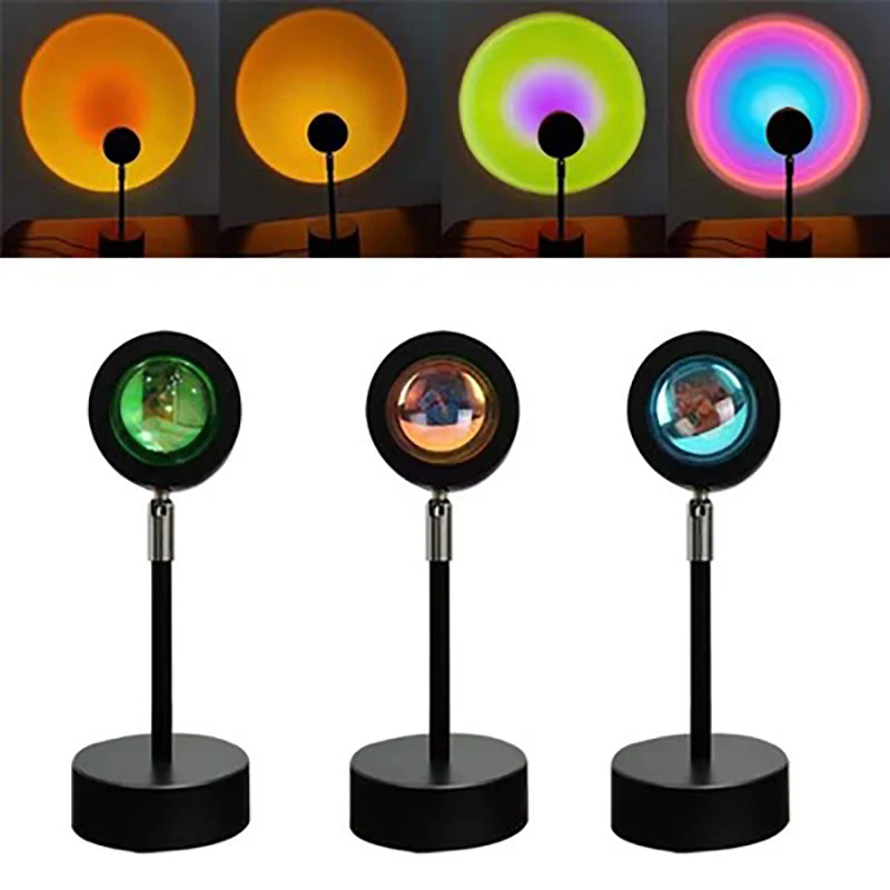 

USB Button Rainbow Sunset Projector Lamp Atmosphere Led Night Light Home Coffe Shop Background Wall Home Decoration Color Lamp