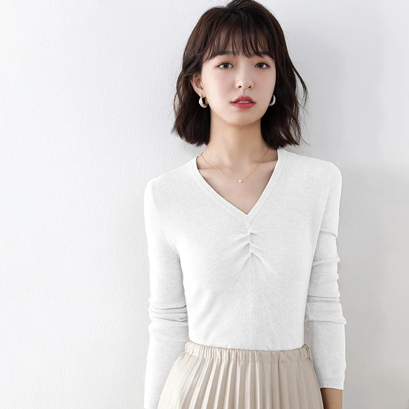 

Turtleneck Elastic Crop Tops Long Sleeve Short sweater Female Autumn Tops and Tees Short Casual one