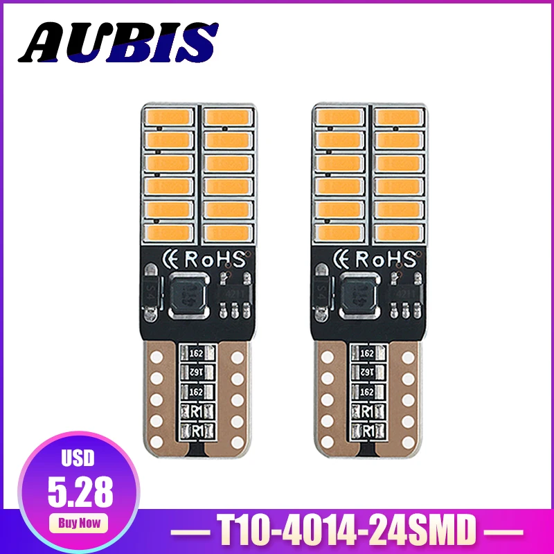 

10PCS Canbus T10 W5W 194 501 For Car LED Interior Instrument Lights Bulb 4014 24SMD Car Diode Auto Width Lamps Vehicle 12V