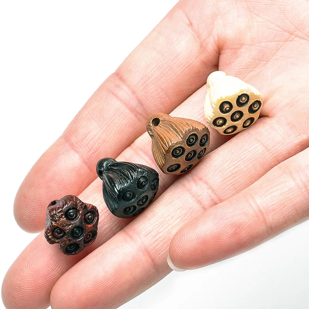 

10pcs Manual Carving Lotus Root Shape Pendant Charms Wooden Hangings DIY Jewelry Making Accessories (Mahogany Style)