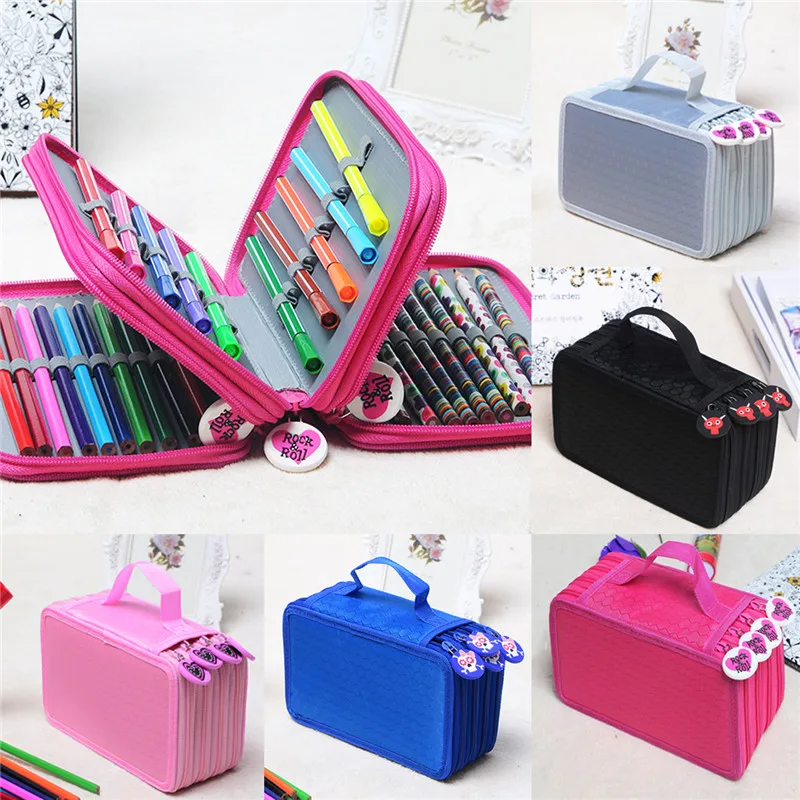 

72 Holes 4 Layers Oxford School Pencil Case Creative Large Capacity Drawing Pen Bag Kids Multifunction Stationery Pouch Supply