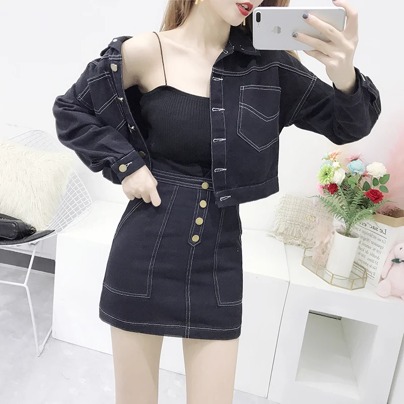 Джинсовый костюм для девочек 12-16 лет с короткой юбкой | Детская одежда и обувь