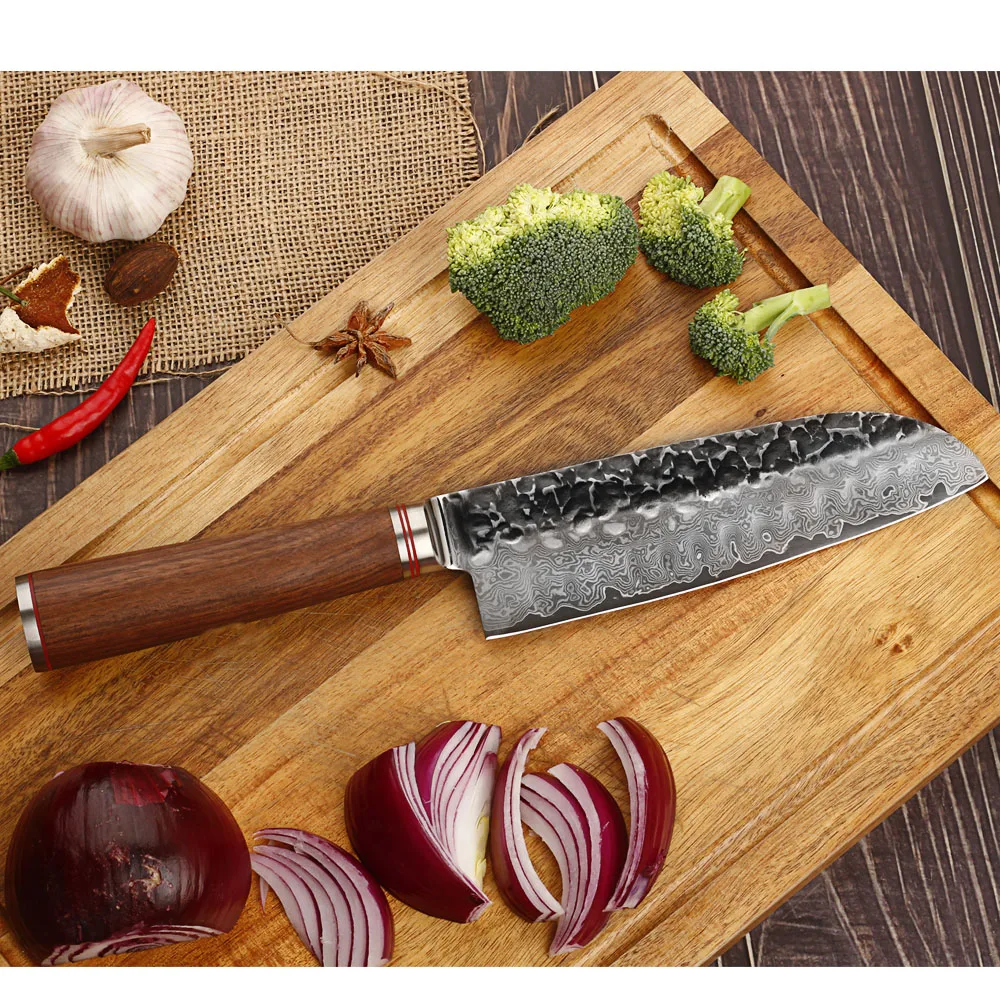 Ножи YOUSUNLONG Santoku профессиональный шеф повар из дамасской стали 7 дюймов японская